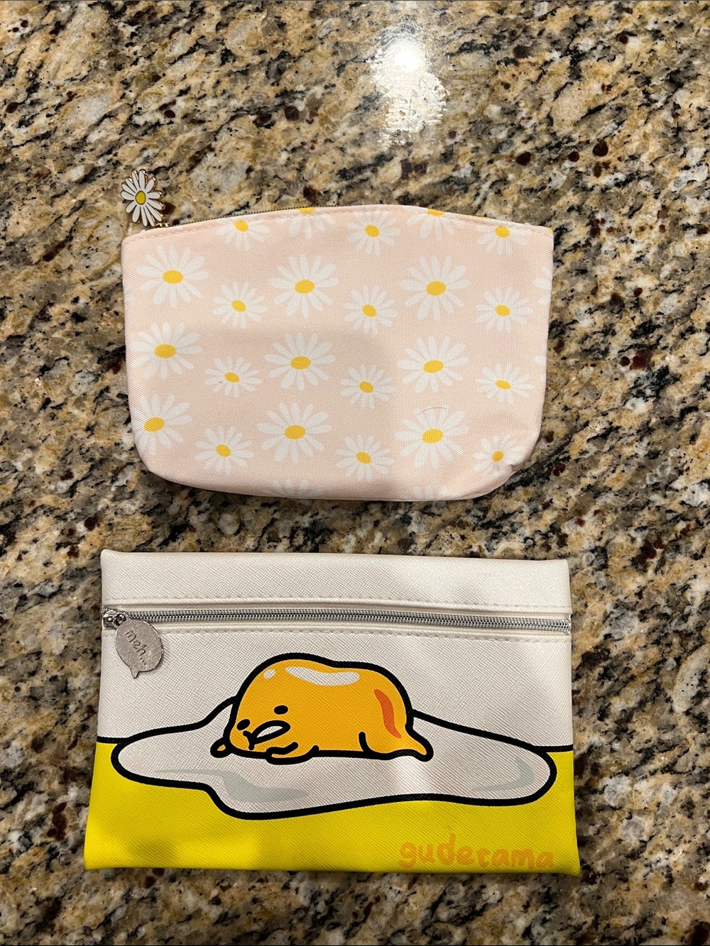 Pair of Ipsy Yellow & Pink Daisy Small Accessory Pouches